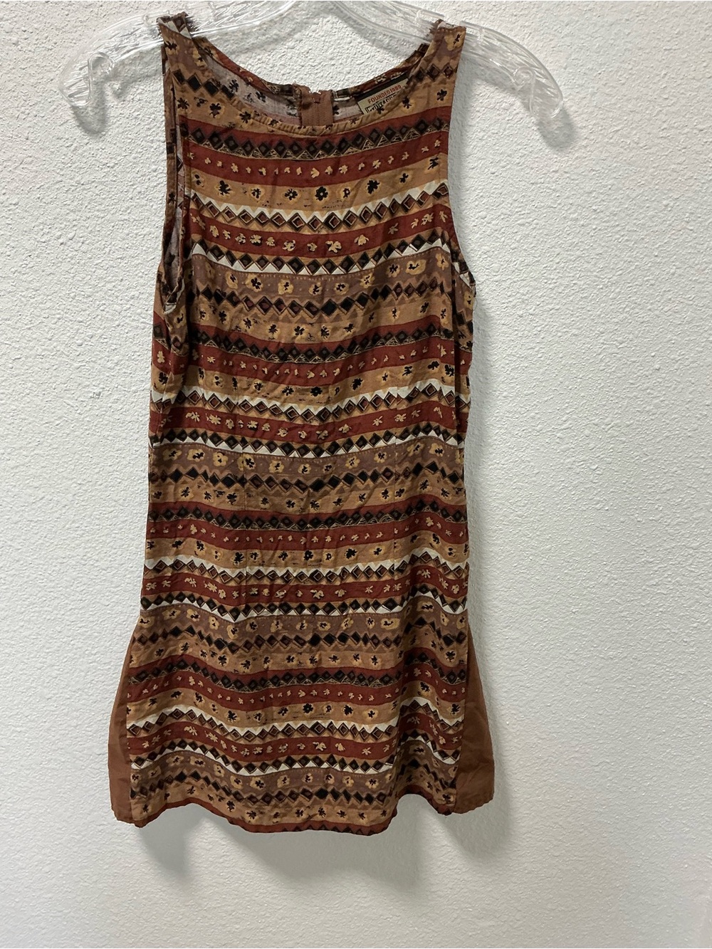 Vintage 90s Vintage Blue geometric Aztec sleeveless mini dress earthy grunge 3/4